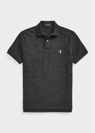 Cămăși polo negru pentru bărbați Ralph Lauren, personalizate, slim cu plasă Cămăși polo negru pentru bărbați Ralph Lauren, personalizate, slim cu plasă