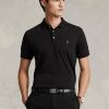 Cămăși polo negru pentru bărbați Ralph Lauren, personalizate, slim fit, din bumbac moale