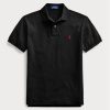 Cămăși polo negru pentru bărbați Ralph Lauren slim cu plasă