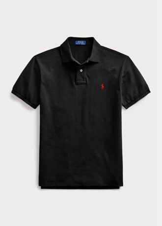Cămăși polo negru pentru bărbați Ralph Lauren slim cu plasă Cămăși polo negru pentru bărbați Ralph Lauren slim cu plasă
