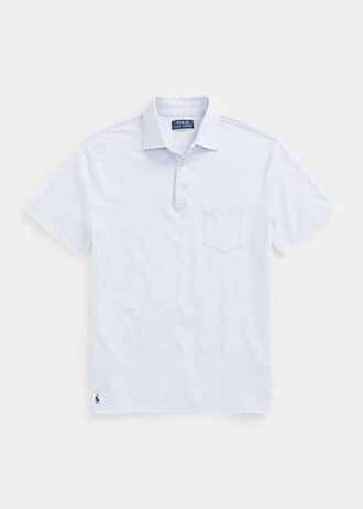 Cămăși polo pentru bărbați, albastru deschis, personalizate, din bumbac și in, pentru bărbați Cămăși polo pentru bărbați, albastru deschis, personalizate, din bumbac și in, pentru bărbați