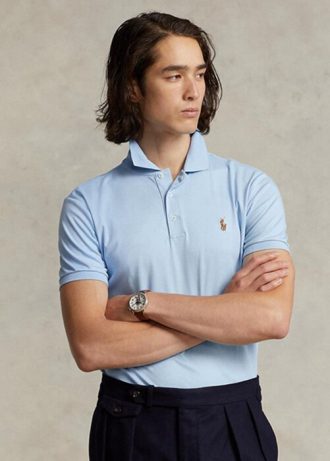 Cămăși polo pentru bărbați, albastru, Ralph Lauren, personalizate, slim fit, din bumbac moale Cămăși polo pentru bărbați, albastru, Ralph Lauren, personalizate, slim fit, din bumbac moale