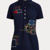 Cămăși polo pentru femei Ralph Lauren din piqué peticul bleumarin