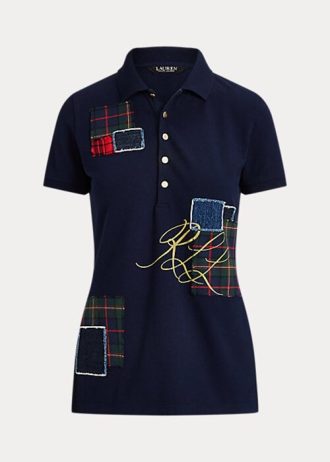 Cămăși polo pentru femei Ralph Lauren din piqué peticul bleumarin