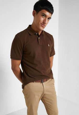 Cămăși polo Ralph Lauren Classic Fit Essential pentru bărbați maro Cămăși polo Ralph Lauren Classic Fit Essential pentru bărbați maro