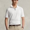 Cămăși polo Ralph Lauren cu fermoar din plasă elastică alb pentru bărbați