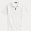 Cămăși polo Ralph Lauren cu fermoar din plasă elastică alb pentru bărbați