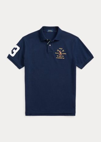 Cămăși polo Ralph Lauren pentru bărbați, cu crestă, cu ochiuri clasice Cămăși polo Ralph Lauren pentru bărbați, cu crestă, cu ochiuri clasice