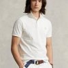 Cămăși polo Ralph Lauren, personalizate, cu ochiuri subțire, albe, pentru bărbați Cămăși polo Ralph Lauren, personalizate, cu ochiuri subțire, albe, pentru bărbați