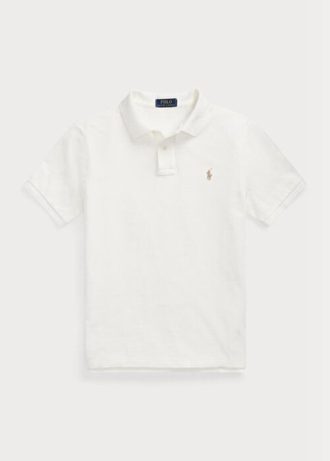 Cămăși polo Ralph Lauren, personalizate, cu ochiuri subțire, albe, pentru bărbați