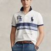 Cămăși polo Ralph Lauren personalizate pentru bărbați, alb, slim fit Big Pony din plasă