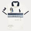 Cămăși polo Ralph Lauren personalizate pentru bărbați, alb, slim fit Big Pony din plasă