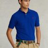Cămăși polo Ralph Lauren personalizate pentru bărbați, cu ochiuri subțire, albastre