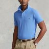 Cămăși polo Ralph Lauren personalizate pentru bărbați, cu ochiuri subțire, albastre