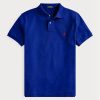 Cămăși polo Ralph Lauren personalizate pentru bărbați, cu ochiuri subțire, albastre