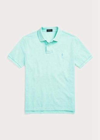 Cămăși polo Ralph Lauren personalizate pentru bărbați, cu ochiuri subțire, albastre Cămăși polo Ralph Lauren personalizate pentru bărbați, cu ochiuri subțire, albastre