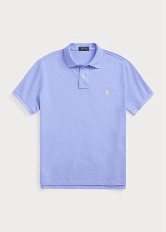 Cămăși polo Ralph Lauren personalizate pentru bărbați, cu ochiuri subțire, albastre Cămăși polo Ralph Lauren personalizate pentru bărbați, cu ochiuri subțire, albastre