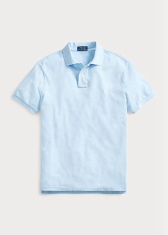 Cămăși polo Ralph Lauren personalizate pentru bărbați, cu ochiuri subțire, albastre Cămăși polo Ralph Lauren personalizate pentru bărbați, cu ochiuri subțire, albastre
