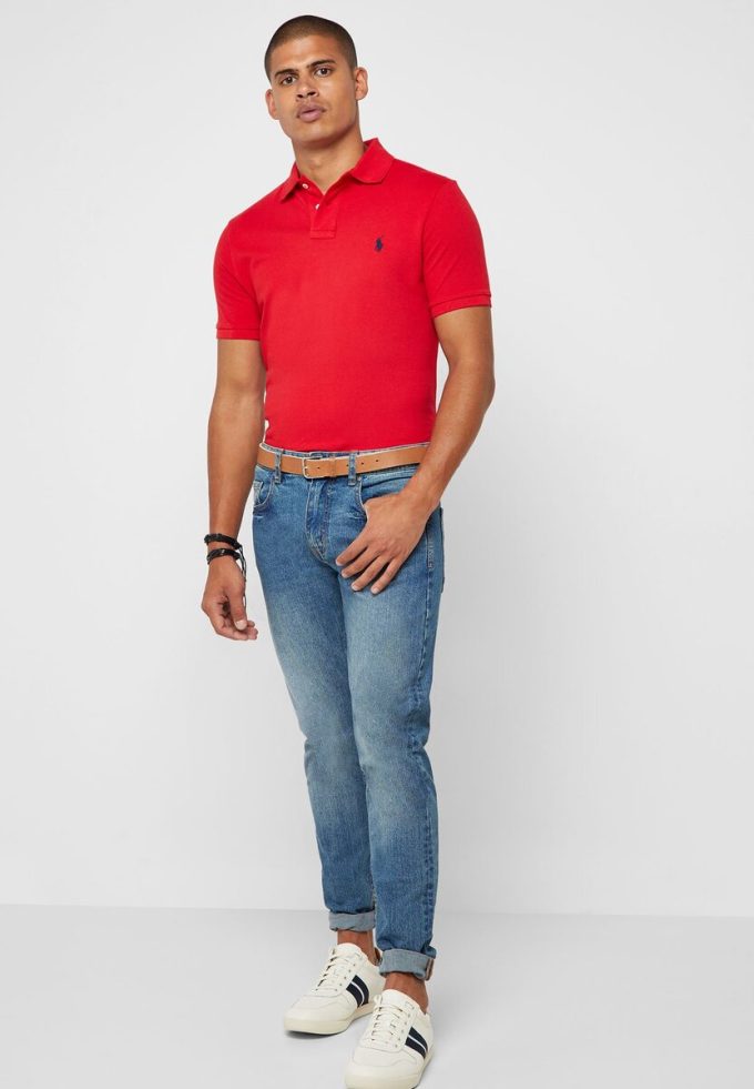 Cămăși polo roșii pentru bărbați Ralph Lauren Basic Mesh Cămăși polo roșii pentru bărbați Ralph Lauren Basic Mesh
