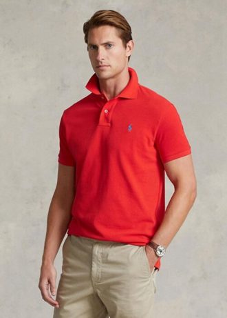 Cămăși polo roșii pentru bărbați Ralph Lauren, personalizate, slim cu plasă