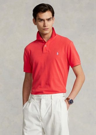 Cămăși polo roșii pentru bărbați Ralph Lauren, personalizate, slim cu plasă