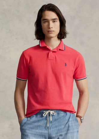 Cămăși polo roșii pentru bărbați Ralph Lauren, personalizate, slim cu plasă