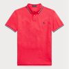 Cămăși polo roșii pentru bărbați Ralph Lauren, personalizate, slim cu plasă Cămăși polo roșii pentru bărbați Ralph Lauren, personalizate, slim cu plasă