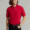 Cămăși polo roșii pentru bărbați Ralph Lauren slim cu plasă Cămăși polo roșii pentru bărbați Ralph Lauren slim cu plasă