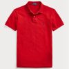 Cămăși polo roșii pentru bărbați Ralph Lauren slim cu plasă Cămăși polo roșii pentru bărbați Ralph Lauren slim cu plasă