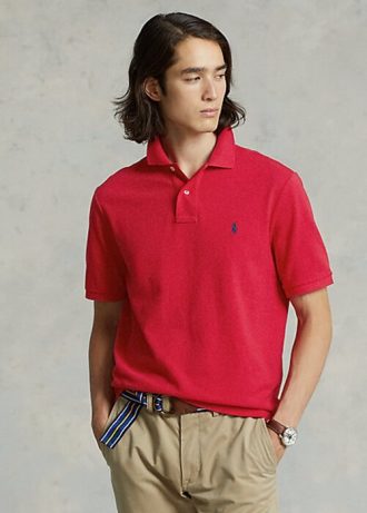 Cămăși polo roșii pentru bărbați Ralph Lauren The Iconic Mesh
