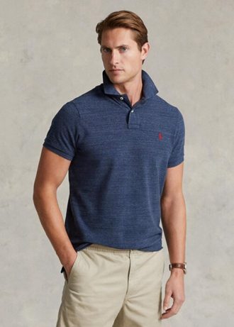 Cămăși polo slim cu plasă Ralph Lauren pentru bărbați albaștri