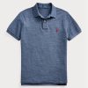 Cămăși polo slim cu plasă Ralph Lauren pentru bărbați albaștri Cămăși polo slim cu plasă Ralph Lauren pentru bărbați albaștri