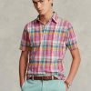 Cămăși roz pentru bărbați Ralph Lauren, cu ajustare clasică, Madras Popover
