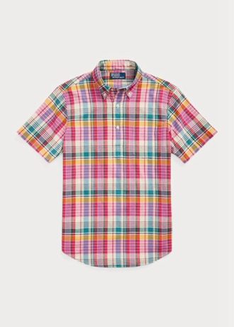 Cămăși roz pentru bărbați Ralph Lauren, cu ajustare clasică, Madras Popover Cămăși roz pentru bărbați Ralph Lauren, cu ajustare clasică, Madras Popover