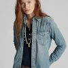 Cămăși Western Ralph Lauren Indigo Denim pentru femei albastre Cămăși Western Ralph Lauren Indigo Denim pentru femei albastre