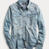 Cămăși Western Ralph Lauren Indigo Denim pentru femei albastre Cămăși Western Ralph Lauren Indigo Denim pentru femei albastre