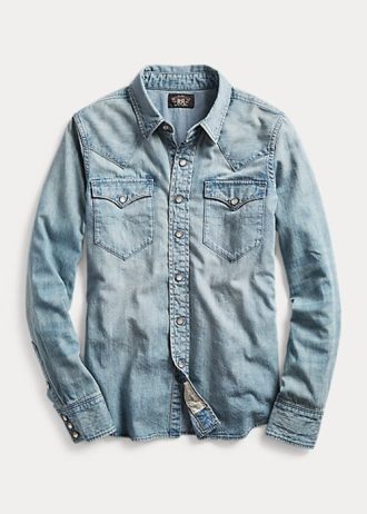 Cămăși Western Ralph Lauren Indigo Denim pentru femei albastre Cămăși Western Ralph Lauren Indigo Denim pentru femei albastre