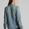 Cămăși Western Ralph Lauren Indigo Denim pentru femei albastre Cămăși Western Ralph Lauren Indigo Denim pentru femei albastre
