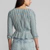 Crem / Albastru Bluză pentru femei Ralph Lauren Gingham Voile Peplum Crem / Albastru Bluză pentru femei Ralph Lauren Gingham Voile Peplum