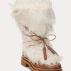 Cremă pentru femei Ralph Lauren Celia Shearling & Cizme din piele lustruită Cremă pentru femei Ralph Lauren Celia Shearling & Cizme din piele lustruită