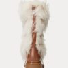Cremă pentru femei Ralph Lauren Celia Shearling & Cizme din piele lustruită Cremă pentru femei Ralph Lauren Celia Shearling & Cizme din piele lustruită