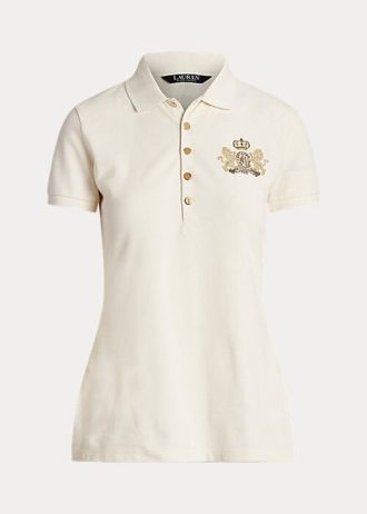 Crem Tricouri polo Ralph Lauren pentru femei cu crest din piqué