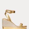 Espadrile din piele metalizată Ralph Lauren Hilarie pentru femei aurii Espadrile din piele metalizată Ralph Lauren Hilarie pentru femei aurii