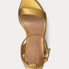Espadrile din piele metalizată Ralph Lauren Hilarie pentru femei aurii Espadrile din piele metalizată Ralph Lauren Hilarie pentru femei aurii