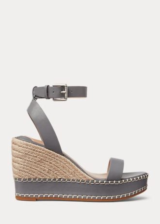 Espadrile din piele Ralph Lauren Hilarie gri pentru femei