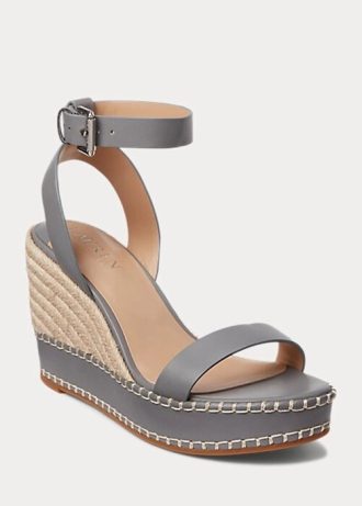 Espadrile din piele Ralph Lauren Hilarie gri pentru femei