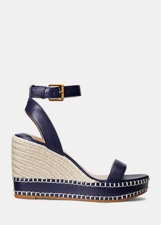 Espadrile din piele Ralph Lauren Hilarie pentru femei bleumarin