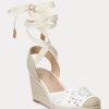 Espadrille albe din piele nappa cu ochi Ralph Lauren pentru femei Espadrille albe din piele nappa cu ochi Ralph Lauren pentru femei