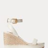 Espadrille albe din piele Ralph Lauren Hilarie de damă Espadrille albe din piele Ralph Lauren Hilarie de damă