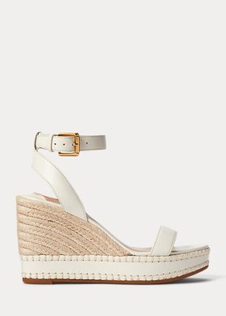 Espadrille albe din piele Ralph Lauren Hilarie de damă